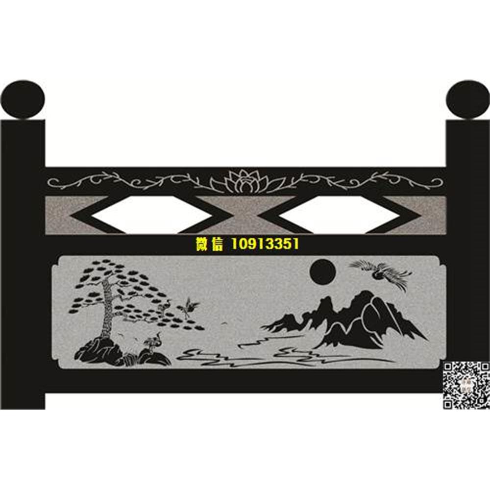 精雕图129松鹤山水栏板精雕图线雕图线条图单线铣底图_电脑雕刻plt文泰矢量图精雕图浮雕图